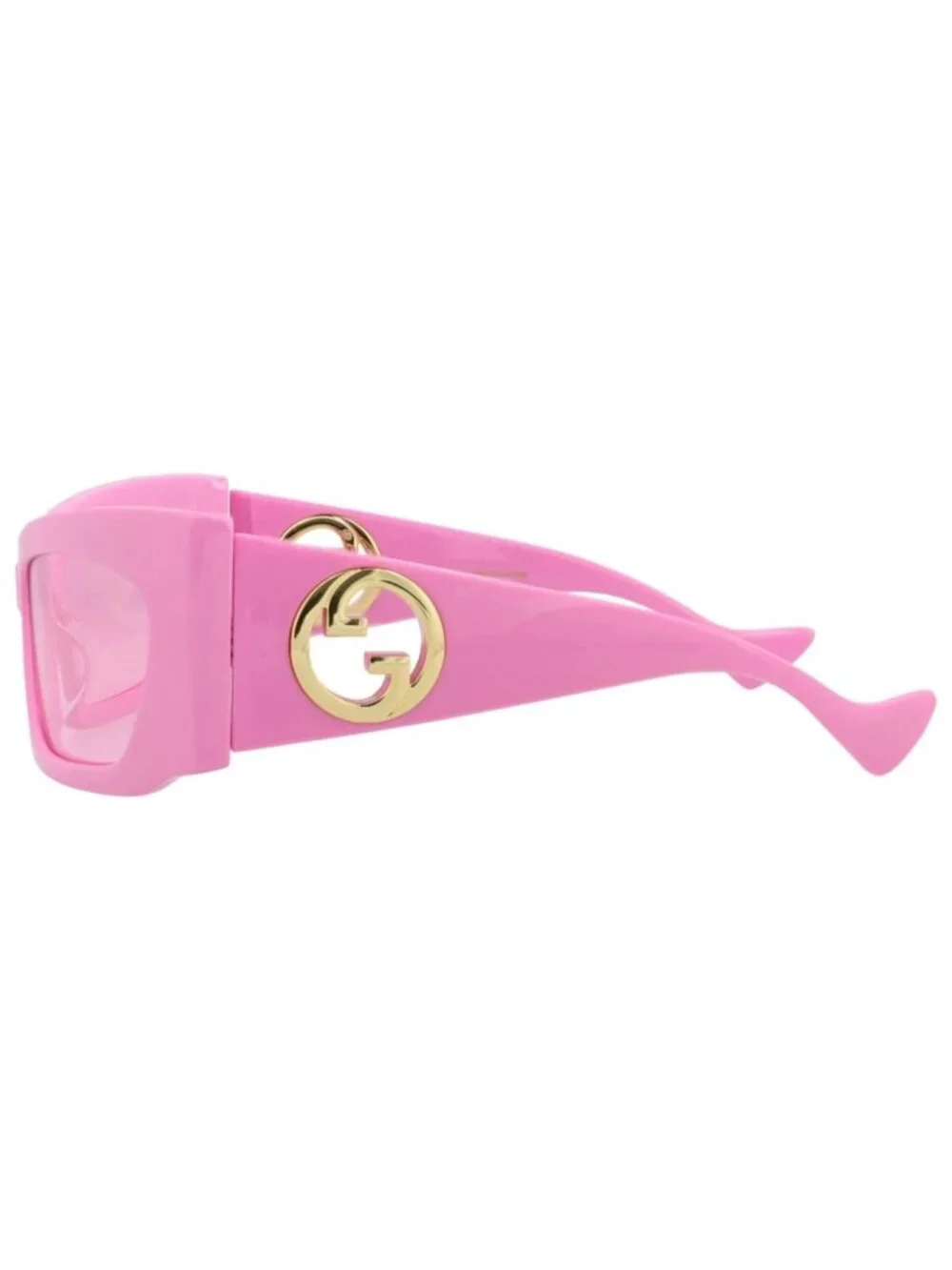 New Gucci Women's Sunglasses Shield Wrap Recycled Acetate Frame Pink Pink Pink